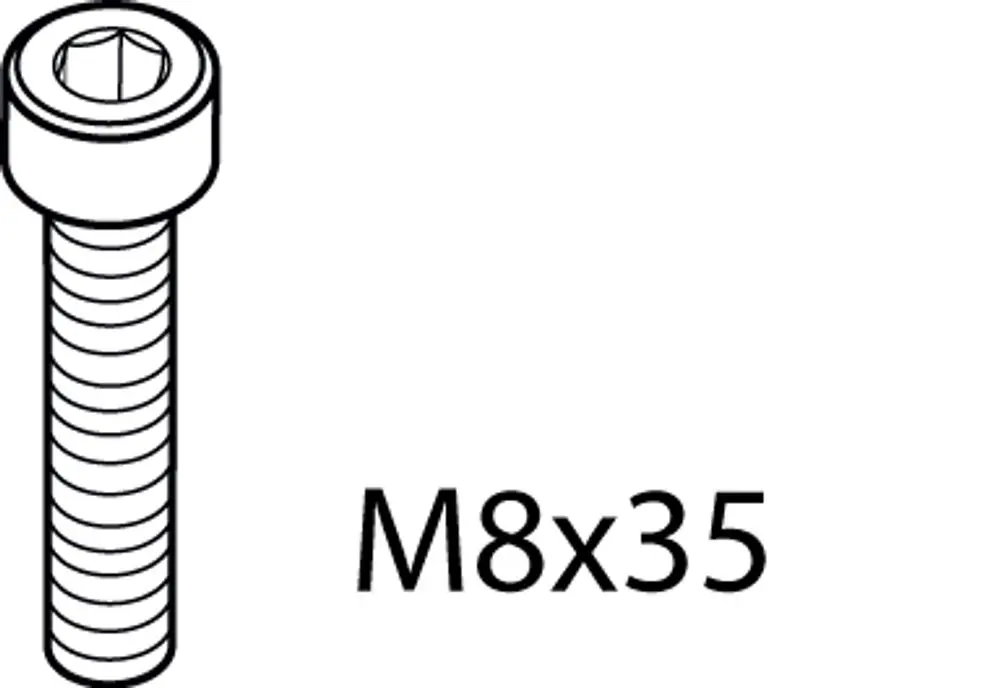 Zylinderschraube mit Innensechskant, abgerundetem Kopf und Gewinde. Produkt von Ideal Standard, skizziert zur Veranschaulichung der Form und Struktur.